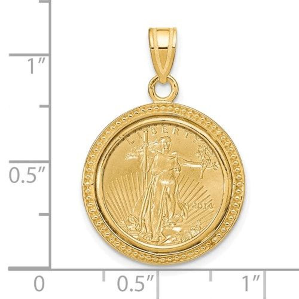 Wideband Distinguished Coin Jewelry 14k Polished and Beaded Mounted 1/10oz Ameri